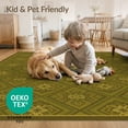 thumbnail image 4 of ODIKA 8'x10' Washable Area Rug Mid Century Geometric Tone Vintage Chartreuse Beige Cream Tan for King Size Bedroom Under Bed, Master Suite, Non-Shedding, Easy Care, 4 of 7