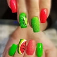 thumbnail image 6 of Fofosbeauty 24pcs Press on False Nails, Medium Square Fake Acrylic Nails, Summer Watermelon, 6 of 9