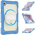 thumbnail image 2 of Case for Samsung Galaxy Tab A7 Lite 2021 8.7 inch with Screen Protector, 360 Degree Rotating Kickstand Hand Strap Heavy Duty Shockproof Cover with Shoulder Strap, Cream Navy, 2 of 7