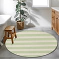 thumbnail image 5 of Green Striped Round Rug 4ft Washable Circle Entryway Rugs Non Slip Classic Retro Simple Horizontal Stripes Area Rug Indoor Floor Carpet for Bedroom Kitchen Living Room Home Office Dining Room Nursery, 5 of 9