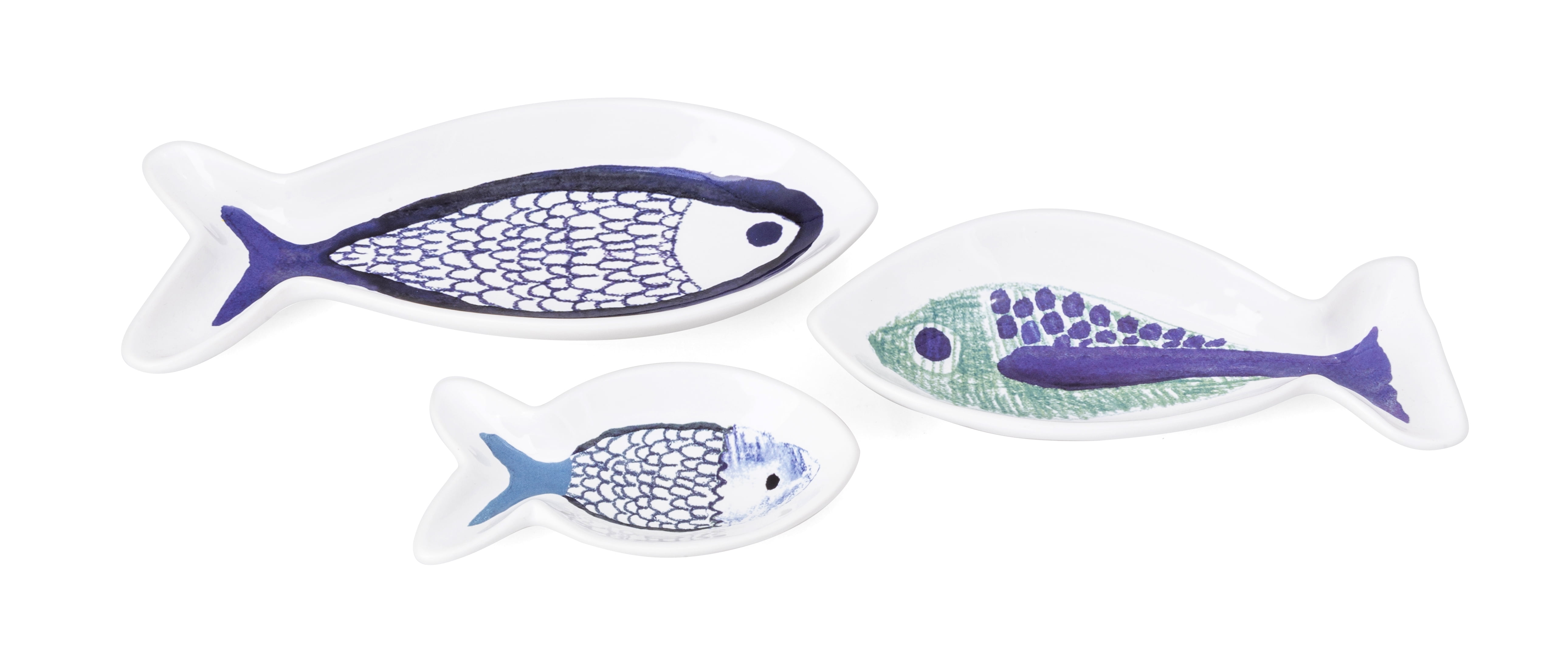 Harbor Artwork Fish Plates Set of 3