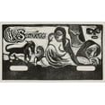 thumbnail image 2 of Gauguin, Paul 32x20 Gold Ornate Wood Framed with Double Matting Museum Art Print Titled - Three People, a Mask, a Fox and a Bird, headpiece for Le sourire, 2 of 4
