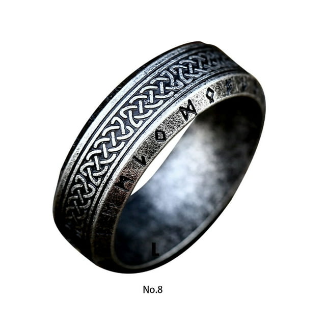 VONKY Steel Ring Vintage Style For Men Timeless Statement Piece Ring For Men Vintage Rings Antique silver 8 1Set