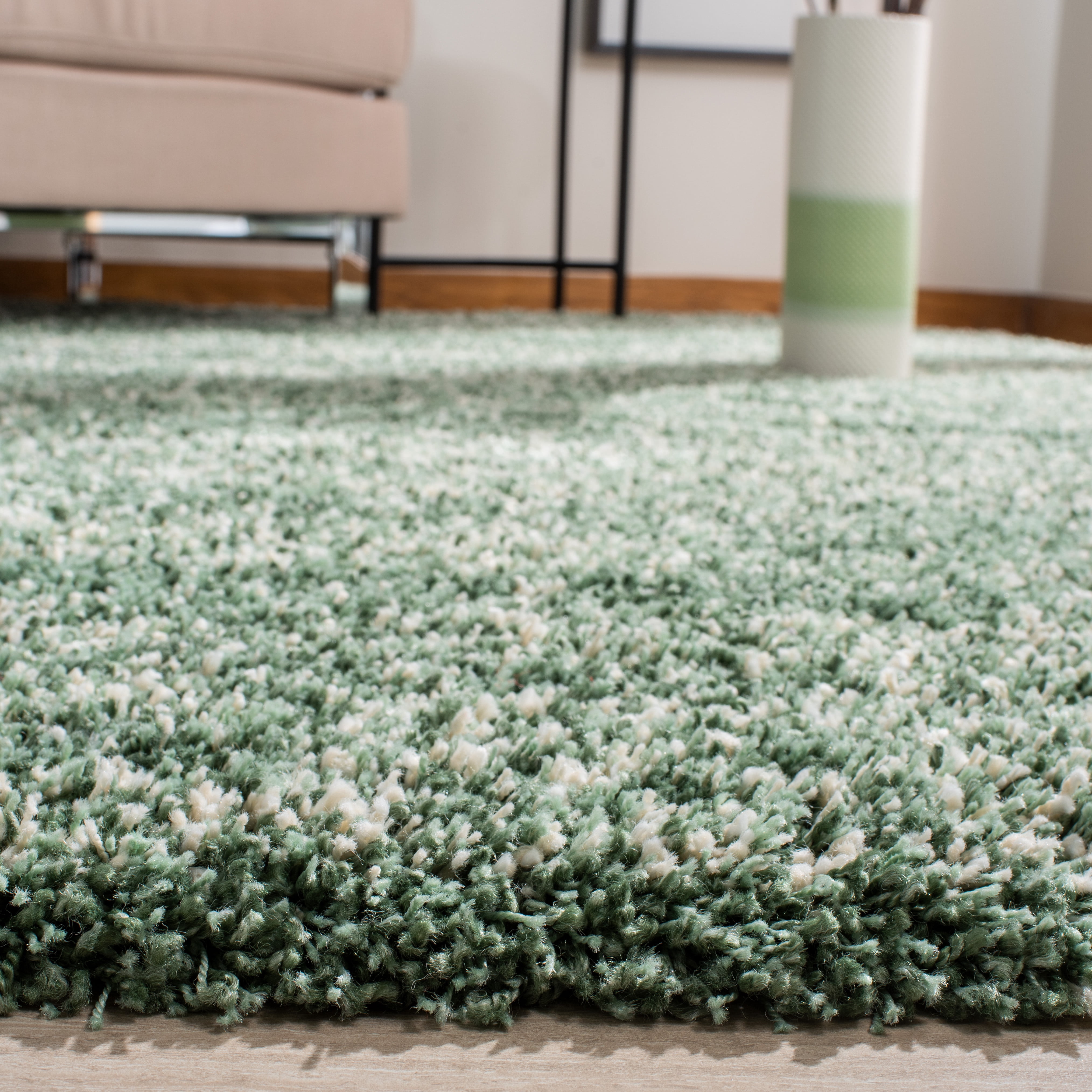 Safavieh Hudson Jaden Striped Shag Area Rug, Green/Ivory, 4' x 4' Square