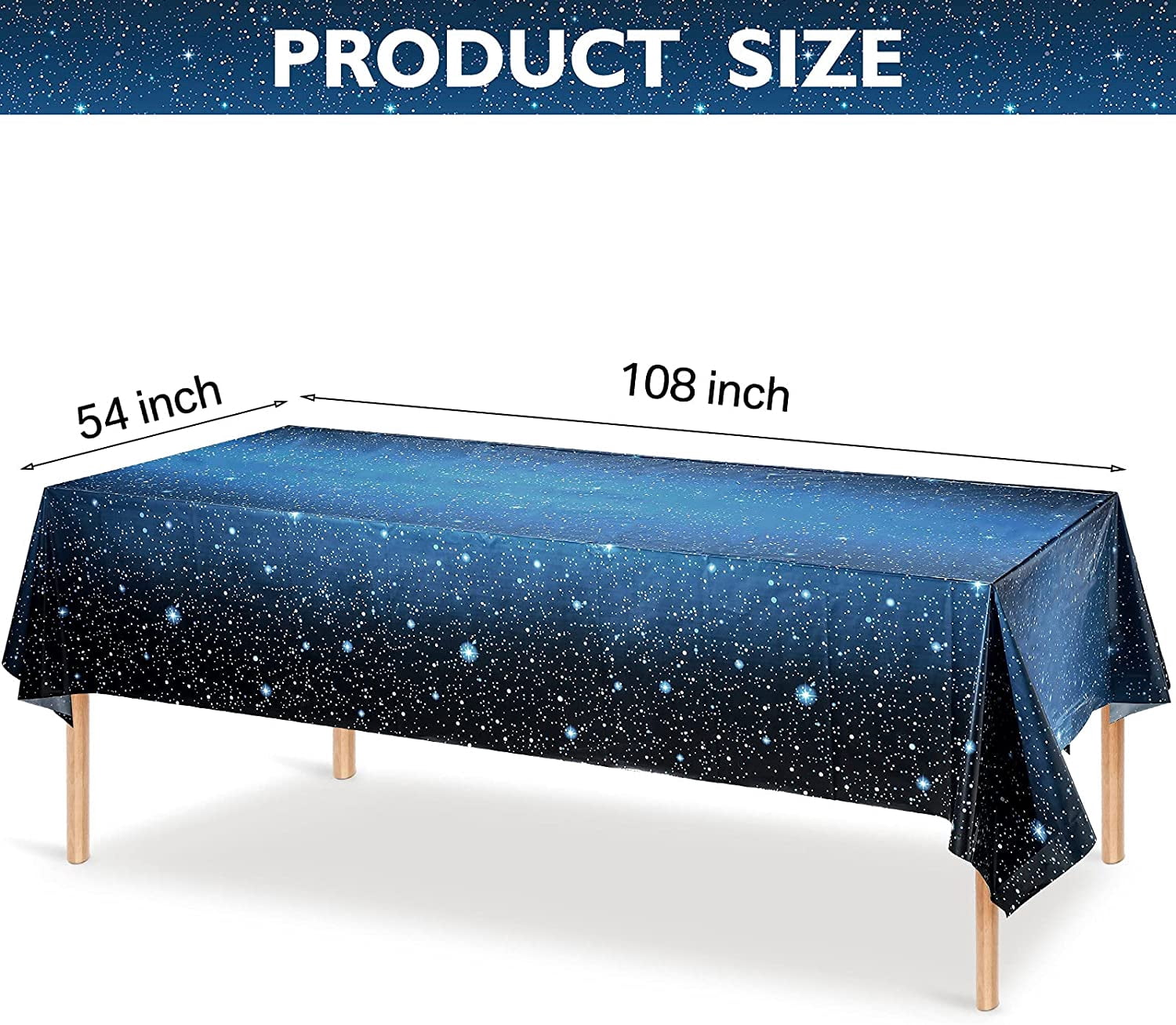 2Pcs Space Tablecloth Starry Sky Night Tablecloth Decorations Galaxy Table Cover Party Supplies for Birthday Home Decorations(54 x 108 in)