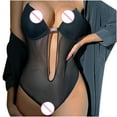 thumbnail image 4 of Fesfesfes Woman's Bodysuit Chest Cushion Comfortable Shapewear Tummy Control High Waist Jumpsuit Mesh Hollow Out Underwear Gifts for Her Sale, 4 of 8
