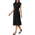 thumbnail image 4 of INSPIRE CHIC Women's Sleeveless Dresses Collared Button Down Belted Waist Midi Work Dresses M 2, 4 of 5