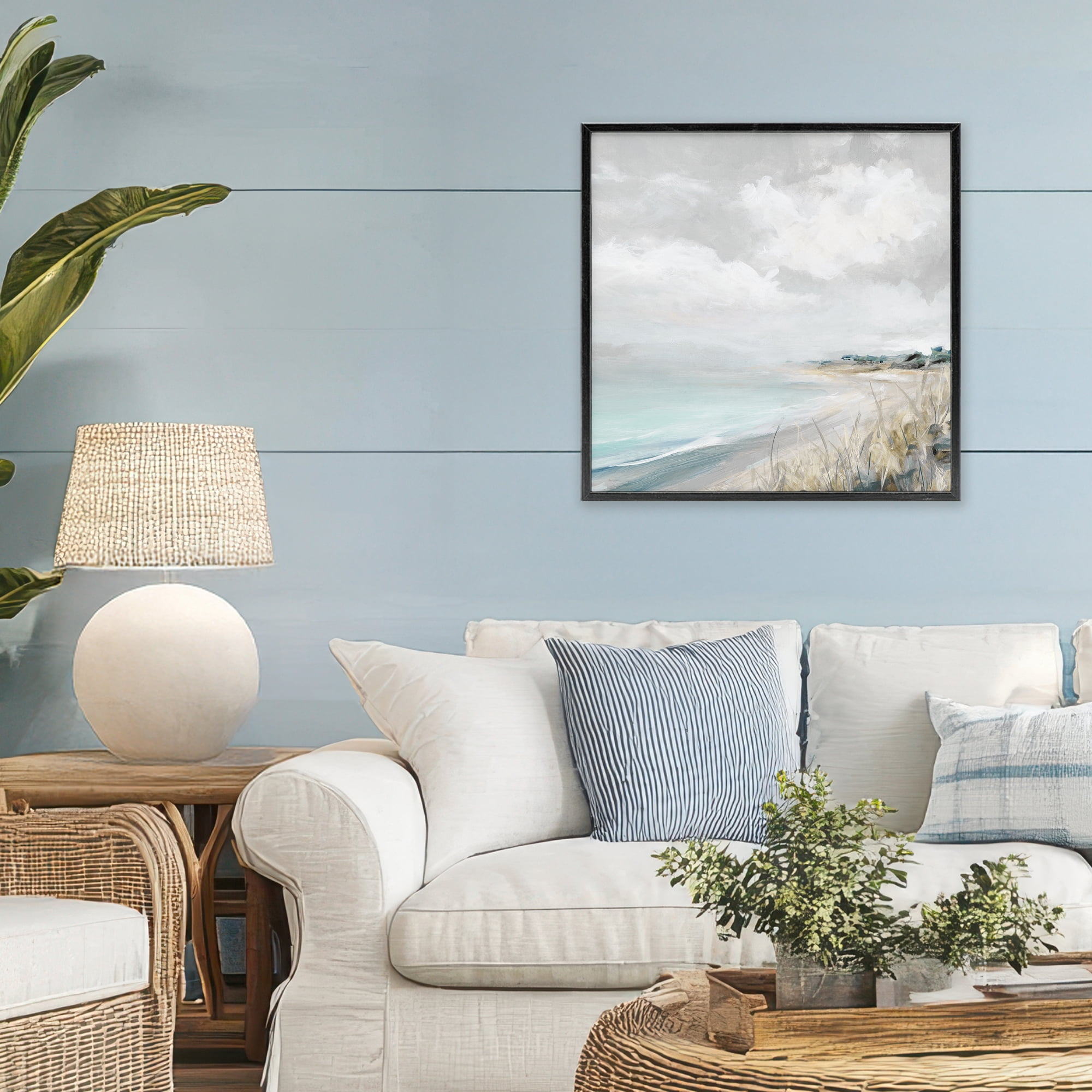 Stupell Industries Coastal Morning By The Dunes Black Framed Giclee Art, design by Carol Robinson