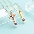 thumbnail image 7 of Cremation Necklace Double Cross Urn Jewelry and Crystal Cube Memorial Ashes Urn Pendant Necklace Keepsake Jewelry for Adult Ashes with Birthstone (Blue), 7 of 7