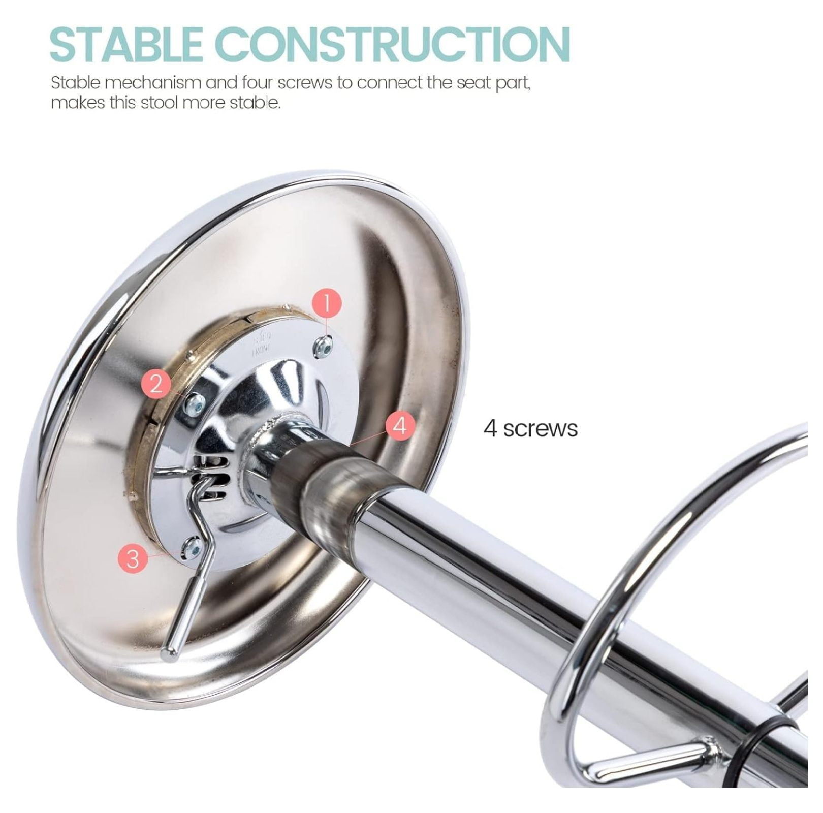 KKTONER Round Bar Stool, PU Leather, Height Adjustable, Swivel, Footrest, Black