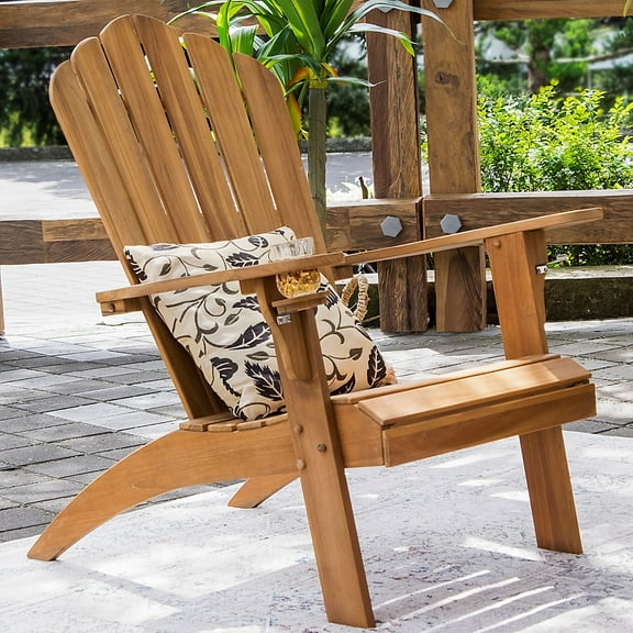 Cambridge Casual  Sherwood Teak Outdoor Adirondack Chair with Cup Holder Teak Wood