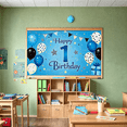 thumbnail image 7 of Blue Themed Happy 1 Birthday Banner with Balloons Stars and Gift Box Party Decoration Backdrop for Birthday Party Photography Props Kids Party Decorations, 7 of 7