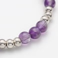 thumbnail image 3 of Natural Amethyst Beaded Elephant Charm Stretch Bracelets with Antique Silver Alloy Findings 53mm, 3 of 4