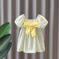 thumbnail image 2 of vdgthytj Toddler Baby Girls Summer Dresses Cute Bowknot Floral Print Puff Short Sleeve Casual Beach Sundress 2-7 Years, 2 of 6