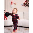 thumbnail image 4 of Hirigin Family Matching Christmas Pajama Set, Reindeer Print Long Sleeve Tops Plaid Elastic Waist Pants for Fall Winter, 4 of 6