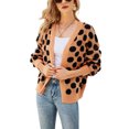 thumbnail image 1 of Diconna Open Front Knit Sweater Dot Print Long Sleeve V-neck Cardigan, 1 of 9