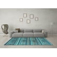 thumbnail image 3 of Ahgly Company Indoor Square Southwestern Light Blue Country Area Rugs, 3' Square, 3 of 4