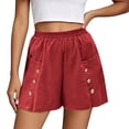 thumbnail image 4 of Inverlee Plus Size Elastic Waist Capri Jogger Pants for Women Casual Solid Color Cropped Trousers with Pockets Red XXXL, 4 of 7
