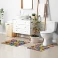 thumbnail image 6 of Toilet Rug Rectangle Bathroom Rugs Non-Slip Soft Plush Machine Washable Contour Bath Mat Colorful Cartoon Daisy Flowers 24x16, 6 of 9