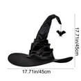 thumbnail image 3 of Halloween Witch Hat, Women's Costume Accessory, Black Wide Peak Pointed Pleated Wizard Headdress, Breathable Cloth Material, Foldable, Lightweight, Party and Cosplay Use, 3 of 6
