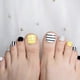 thumbnail image 1 of White Dark Yellow Press On Toenails Silver Glitter Short Squoval False Toe Nails, 1 of 5