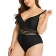 thumbnail image 3 of NIEWTR Women's Plus Size One Piece Swimsuit Colorblock Scoop Neck Shorts Monokini(Black,L), 3 of 7