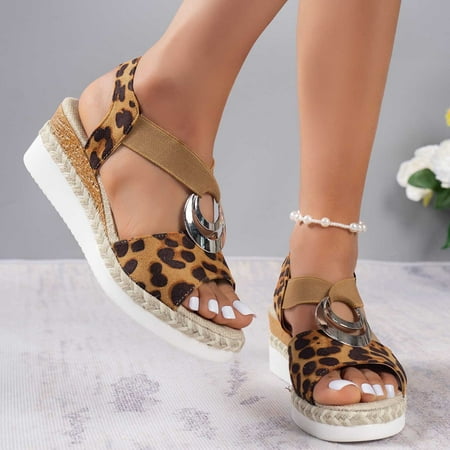 

AXXD Wedge Sandals for Women Summer Size Fish Mouth Roman Sandals