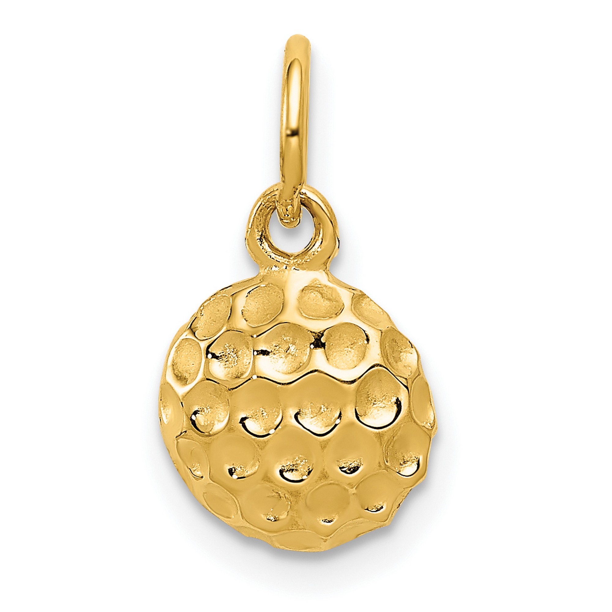 Solid 14k Yellow Gold Golf Ball Pendant 15 mm x 9 mm
