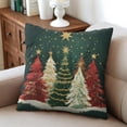 thumbnail image 6 of Green Xmas Trees Pine Rustic Farmhouse Throw Pillows Cover Square Throw Pillow Case 18 x18 Inches 4 Pack Fashion Pillow Cover for Indoor Home Bedroom, 6 of 7