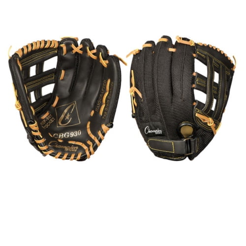 Champion Sports Baseball Softball Glove for Right Hand, Leather & Nylon 10'' by Champion Sports