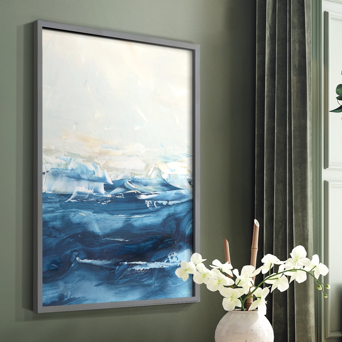 Wave after Wave II Framed Print in Gray Solid Wood 16 x 20 Framed Print