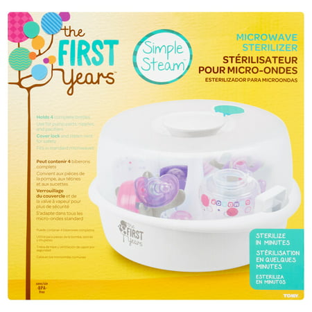 The First Years Simple Steam Microwave Sterilizer, Pacifier & Bottle