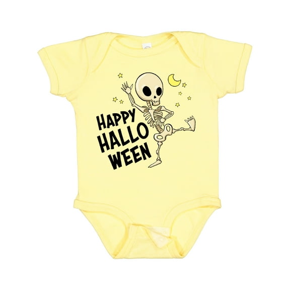 Inktastic Happy Halloween with Dancing Skeleton Boys or Girls Baby Bodysuit