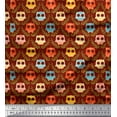 thumbnail image 1 of Soimoi Red Poly Georgette Fabric Leaves & Owl Tribal Print Fabric by Yard 42 Inch Wide, 1 of 3