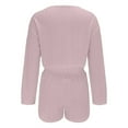 thumbnail image 5 of TEVEQ Women Pajama Sets Two-Piece Nightwear Sleepwear Pj Lounge Sets Women's Solid Color and Loose Pullover Lock Long Sleeved Top Shorts Pajamas Pajamas Suit Pink Xxl, 5 of 6