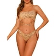 thumbnail image 1 of Conjuntos de bikini de lunares irregulares para mujer de 2 piezas con tirantes ajustables y desmontables, trajes de baño color marrón arena, talla pequeña, 1 of 5