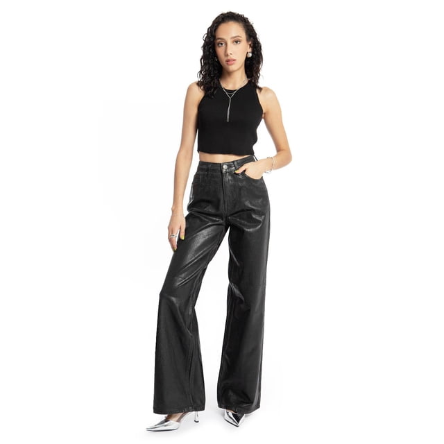 Jeans Con efecto metálico Roman Fashion 6725 Negro Wide Leg