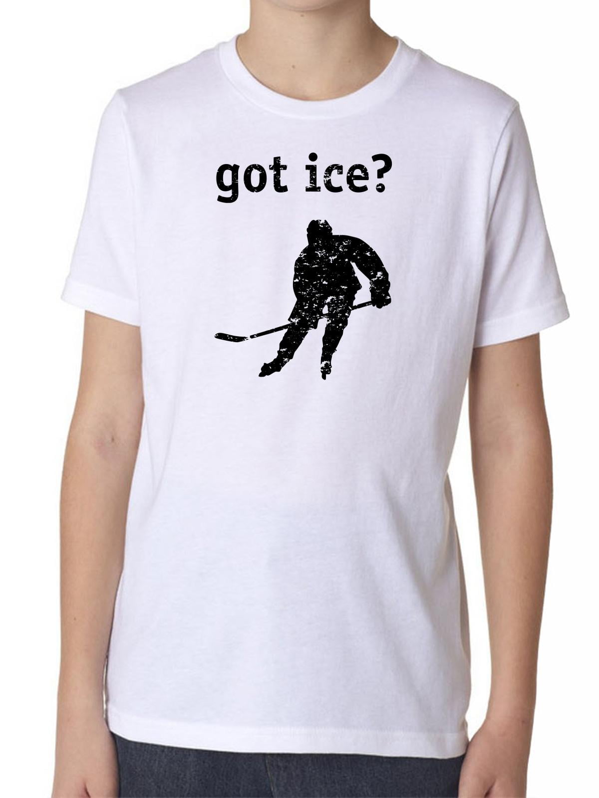 Got Ice? Cool Hockey Player Graphic Boy's Cotton Youth T-Shirt by Hollywood Thread