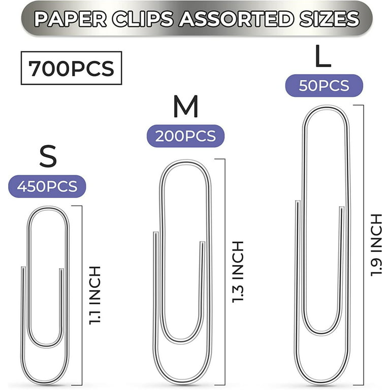 700 PCS Paper Clips Assorted Sizes, Small Medium and Large (1.1