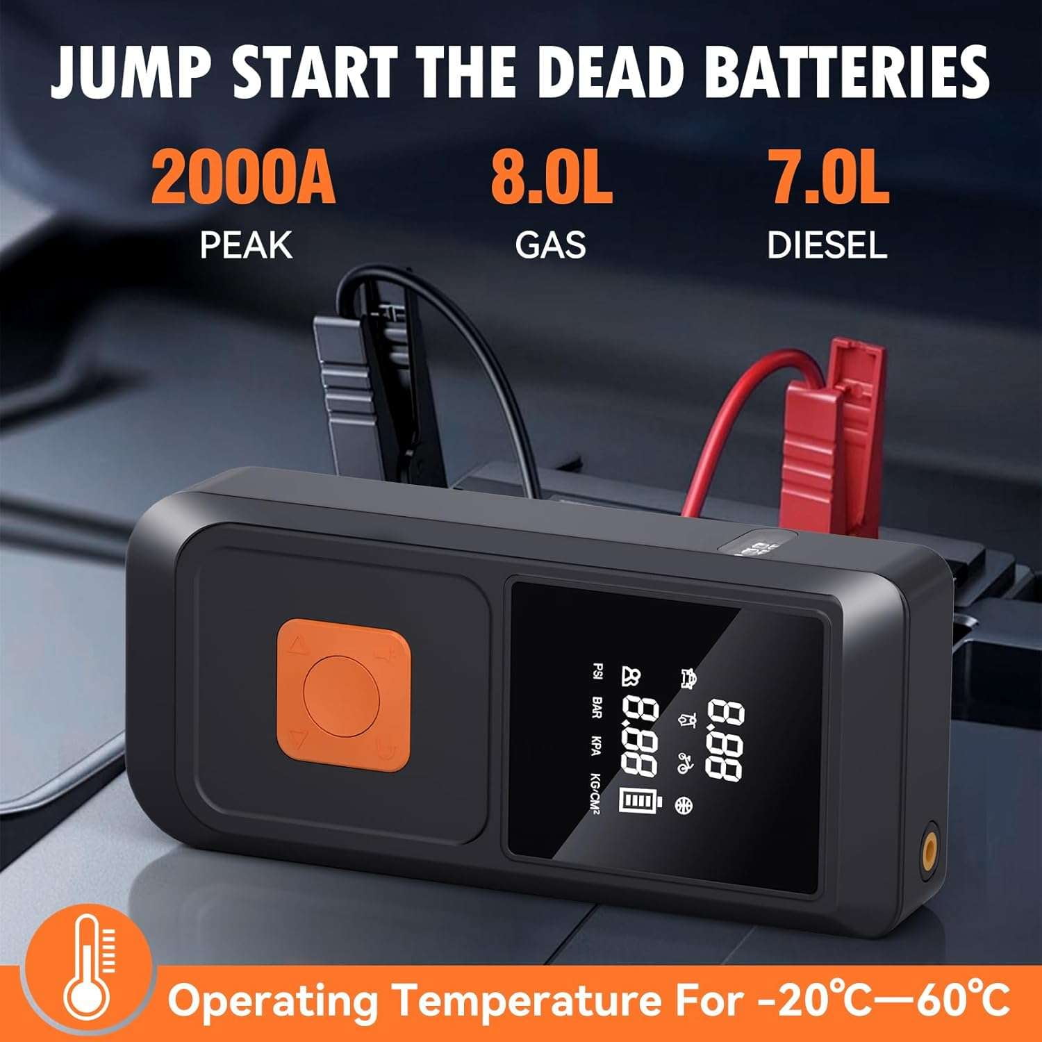 ERFKJE Jump Starter with Air Compressor,Cordless Portable Tire Inflator with Car Jump Starter 150 PSI Tire Air Compressor and Jump Starter Combo 12V/2000A for Car Tires