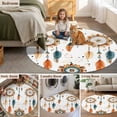 thumbnail image 5 of Boho Geometric Round Area Rug 3.3 FT, Non Slip Small Entryway Kitchen Mat, Ethnic Feathers Patterns Retro Farmhouse Washable Soft Circular Rug Non-Shedding Door Mat for Bathroom Playroom Kids Room, 5 of 9