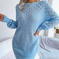 thumbnail image 5 of Herrnalise Women’s Dresses Summer 2024 Fashion Autumn Solid Color Cutout One-Line Neck Long-Sleeve Pullover Dress S-L, 5 of 8