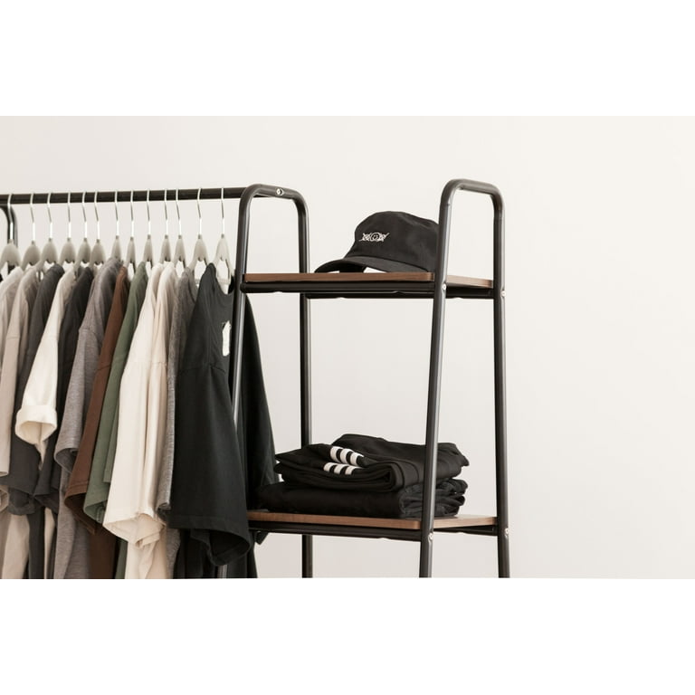 Iris garment rack with wood shelf hotsell