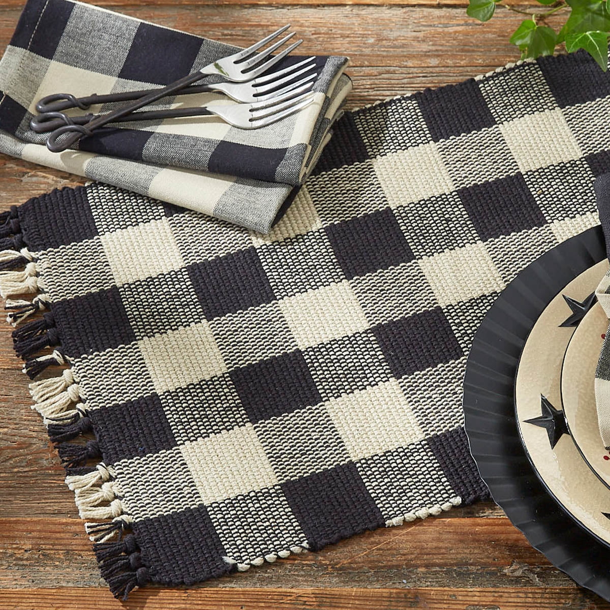 Park Designs Black Buffalo Check Yarn Placemat Set of 4