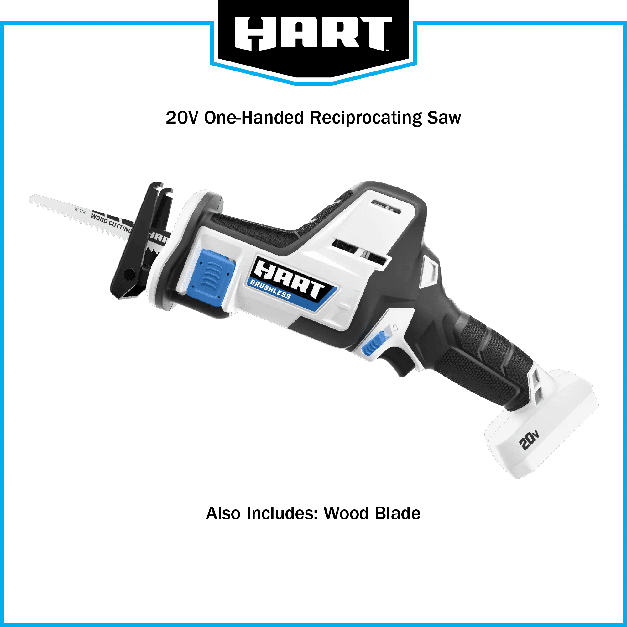 HART 20-Volt Brushless One-Handed Battery-Powered Reciprocating Saw (Battery Not Included)