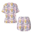 thumbnail image 5 of Naloa Cartoon Colorful Rabbit Women's Short-Sleeved Pajama Set, Loungewear, Summer pajamas, Breathable Cozy - Large, 5 of 9