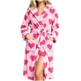 thumbnail image 3 of Wiyuqeen Love Heart Print Robes for Women Fleece Hooded Bathrobe Soft Fuzzy Sleepwear Warm Plush Fluffy Bath Robe with Pocket S-XXL, 3 of 10