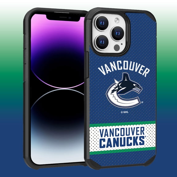 Apple iPhone 14 Pro Max (6.7) - NHL Licensed Vancouver Canucks Team Logo on Jersey Textured Dual Layer Case