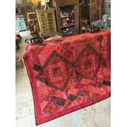 Mogul Indian Tapestry Red Banjara Patchwork Vintage Throw Bohemian Decor Wall Hanging 90 X 80
