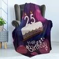 thumbnail image 4 of 25th Birthday Soft Flannel Fleece Throw Blanket, Focus Background with Graphic Cake and Candles Art Print, Cozy Plush for Indoor and Outdoor Use, 60" x 80", Blue Pink White, by Ambesonne, 4 of 5